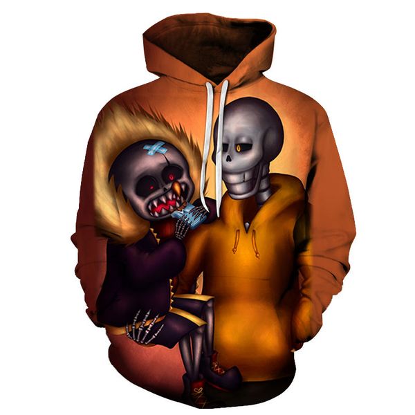 

новые fashionmen/женщины хэллоуин череп 3d смешно печатных crewneck толстовка мода повседневная толстовки h382, Black