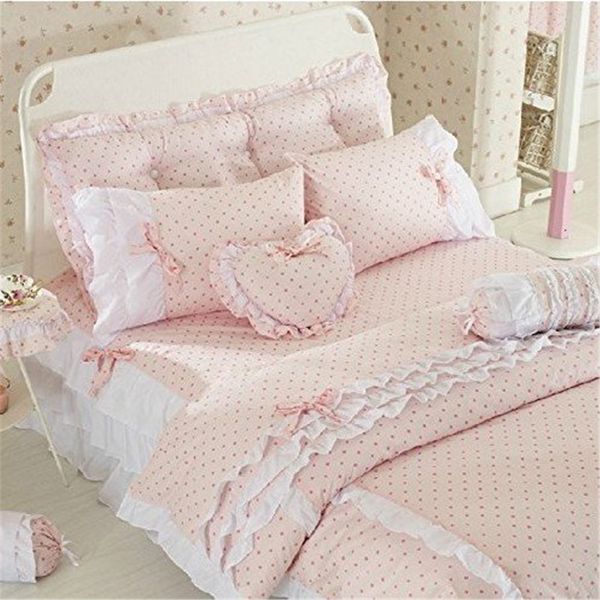 Fadfay Cute Pink Polka Dot Bedding Sets Rustic Girls Duvet Cover Set Fadfay Cute Pink Polka Dot Bedding Sets Rustic Girls Duvet Cover Set Comforter