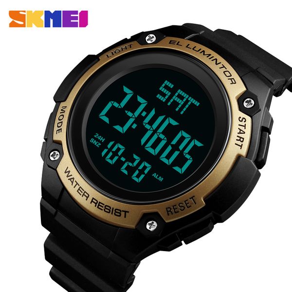 

men sports watches 50m waterproof back light led digital watch chronograph double time wristwatches relojes skmei 2018, Slivery;brown