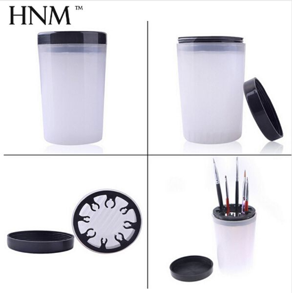 

nail art tip brush holder polish remover cup nail gel polish salon cups immersion brush cleaner white plastic bottle, Silver