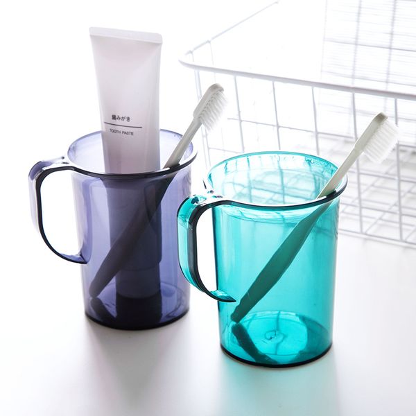 

plastic wash cup with handle brushing cup creative transparent couple mouthwash cup toothbrush rack