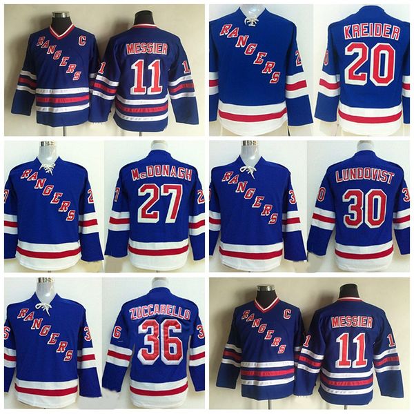 

хоккей молодежи нью-йорк рейнджерс 30 хенрик лундквист 36 коврики zuccarello 20 крейдер 11 марк мессье райан макдонах дети джерси сшитые, Black;red
