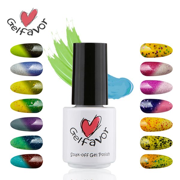 

gelfavor 7ml glitter temperature change series nial polish 30 colors led uv soak-off gel lacquer varnish
