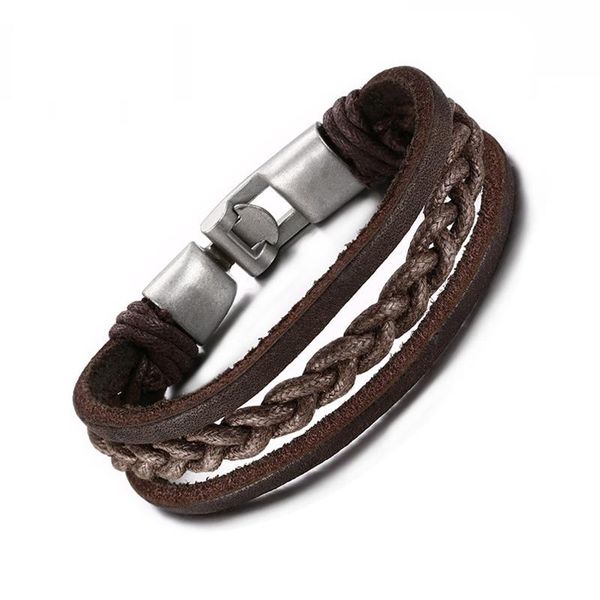 

vintage leather bracelet bronze alloy buckle hand chain for women / men, Golden;silver