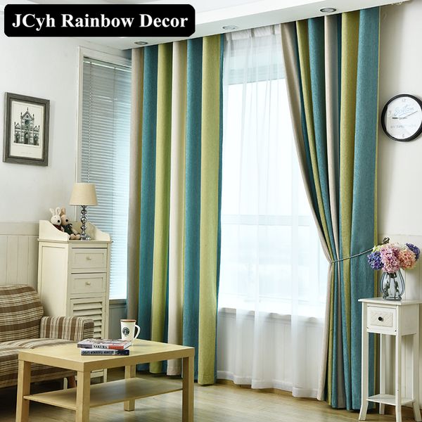 

modern blackout curtains striped printed chenille window curtains for bedroom living room children panel