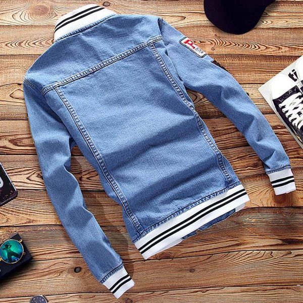 

new arrival autumn demin jacket patch designs fashion men winter denim jacket men fashion streetwear jeans, Black;brown