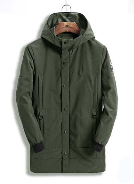 

mens' trench windbreaker long coat jacket slim with hat, Tan;black