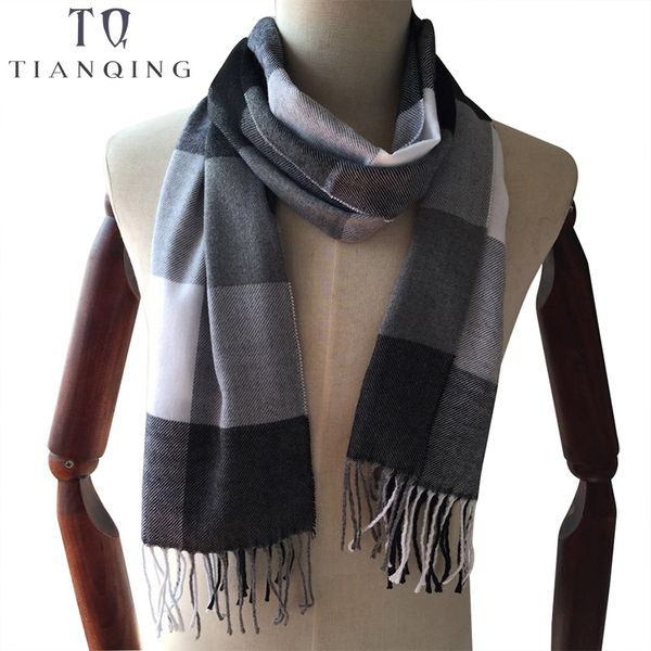 

tian qiong women and men scarves winter thickened warm collar scarf geometric checked pattern men's 185*33cm