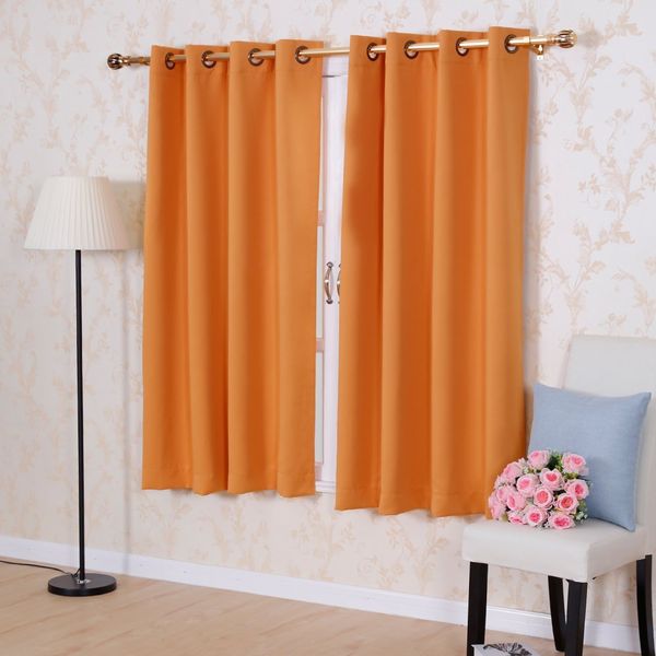 2019 Solid Color Thermal Insulated Blackout Curtains 8 Grommets