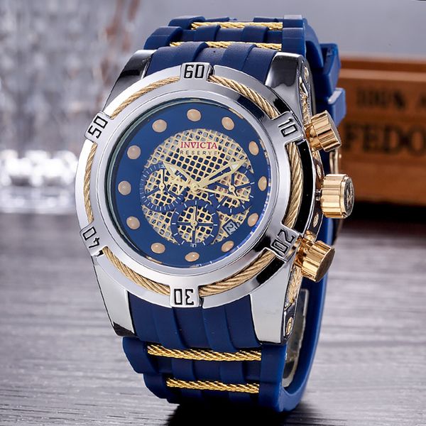 

Мужские часы Все часы Subdials Work Brand Хронограф Силиконовая лента Invicta Кварцевые часы