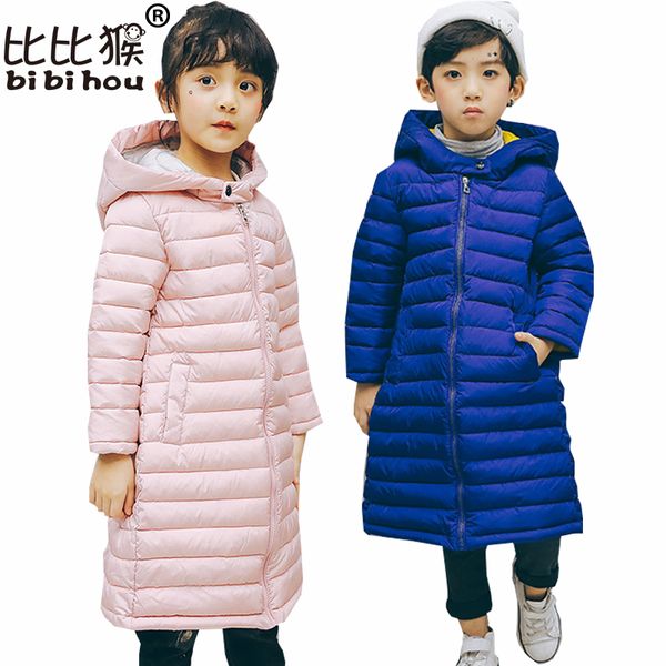 

hou 2018 autumn winter jacket for girls clothes cotton padded hooded kids coat children clothing girl parkas infant coats, Blue;gray