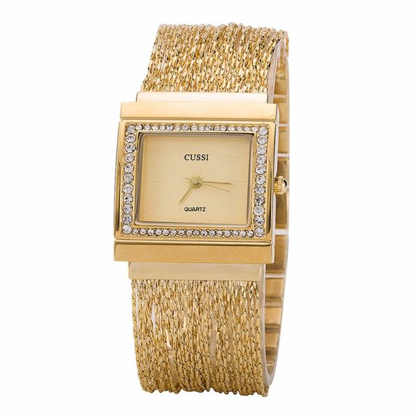

cussi 2018 new rectangle womens watches luxury rhinestone ladies bracelet watches fashion quartz wristwatches relogio feminino y18102310, Slivery;brown
