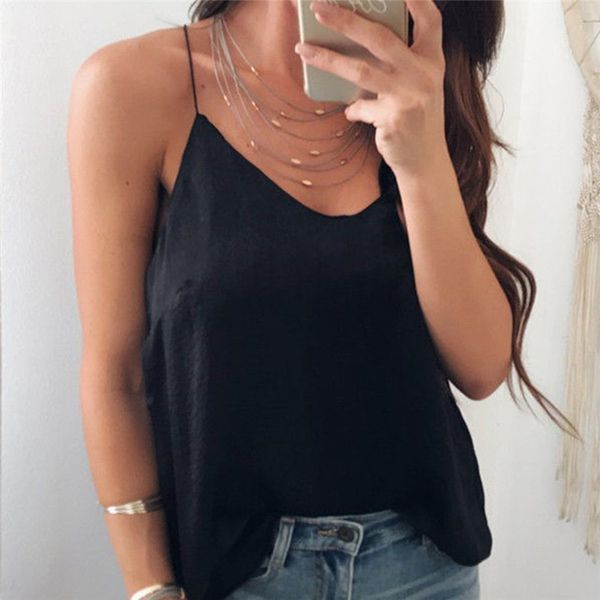 

Womens Sexy Beach Camis Summer New Arrival Casual V-Neck Vest Tank Tops Camisole Wholesale&Freeshipping, Black