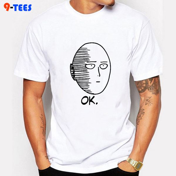 

cotton tee one punch man print funny t shirt casual short sleeve anime men's t-shirt fashion cool shirt for men, White;black