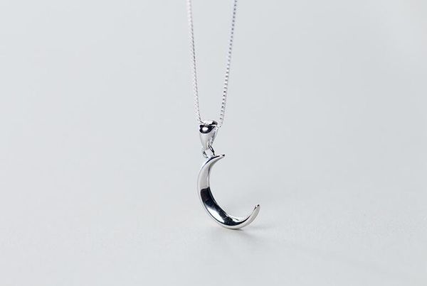 

100% real 925 sterling silver fine jewelry moon crescent necklace pendant gtlx1659