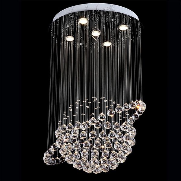 

contemporary round k9 crystal chandeliers raindrop flush ceiling light stair pendant lights fixtures l villa crystal ball shape lamp