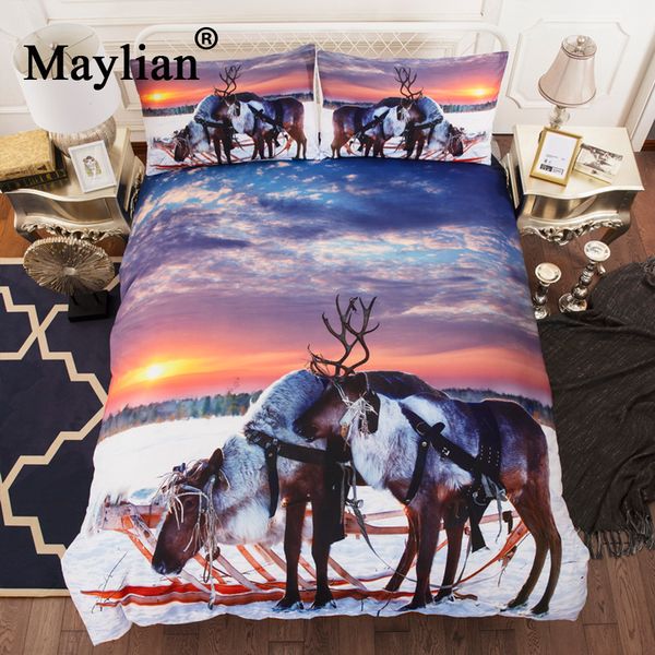 

sunset elk home textile bedding two three piece 3d print duvet cover constellation bed set bohemian bedclothes be1102