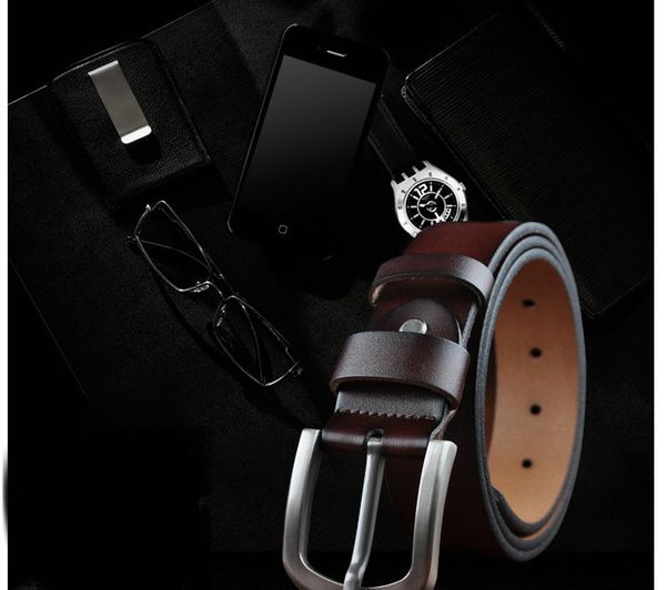 

2018 new cowhide genuine leather belts for men brand strap male pin buckle vintage jeans belt 100-150 cm long waist belt xf000, Black;brown