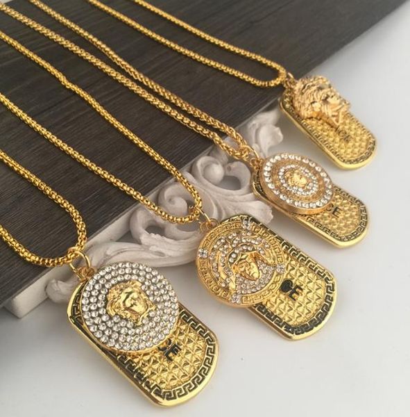 

2018 new hiphop medusha gd pendant necklace with corn chain 24k gold plated, hign quality and ing, Silver