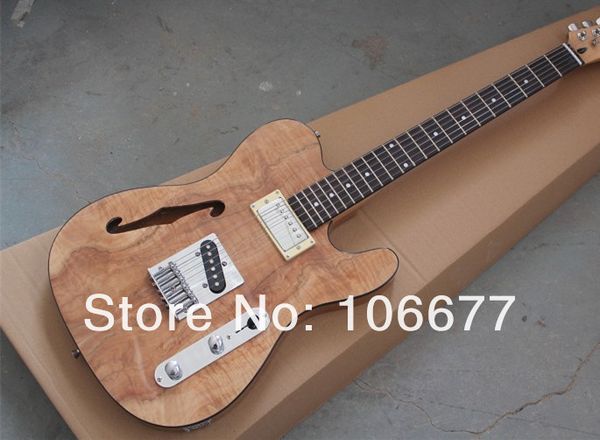 

2014 new arrival nature wood f telecaster semi hollow guitar f hole jazz custom shop electric guitar 6 strings ing