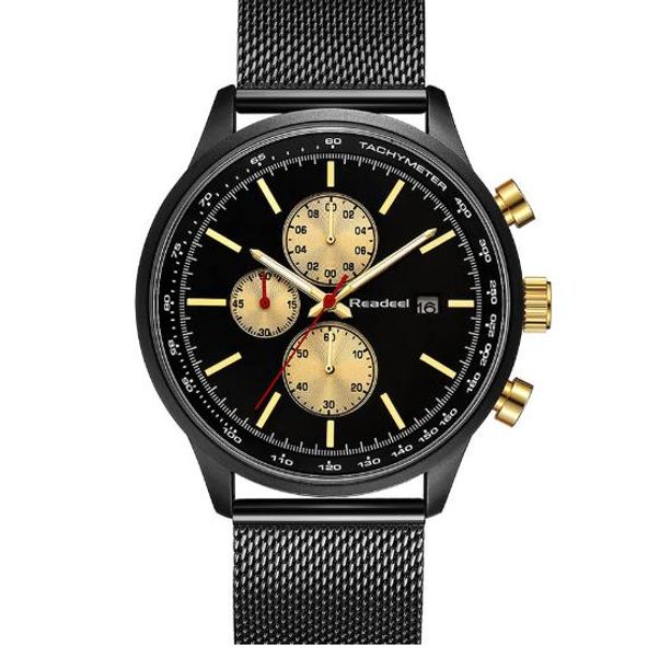 

men's watch quartz watch stainless steel mesh bell men's waterproof watch fashion casual 2018 sell, Slivery;brown