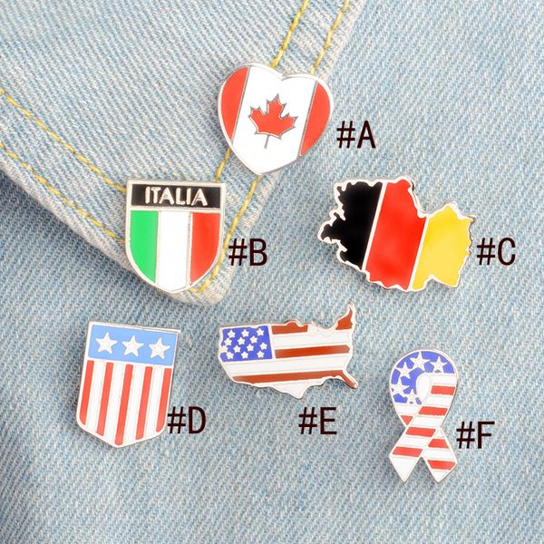 

american italy canada german national flag design enamel brooch, Gray
