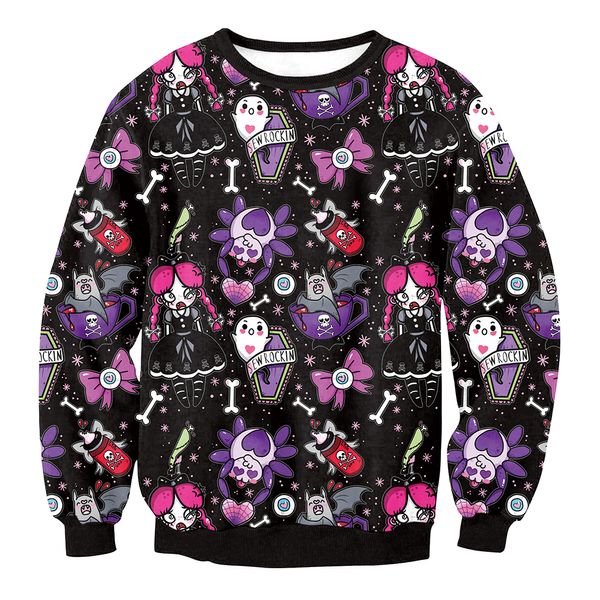 

new fashion skull paint dot funny 3d print sweats fashion clothing women men sweatshirt casual pullovers k64, Black