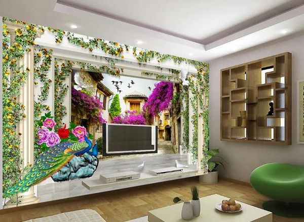 

пастырское 3d европейская архитектура цветок винограда римская колонна обои для стен 3 d для гостиной