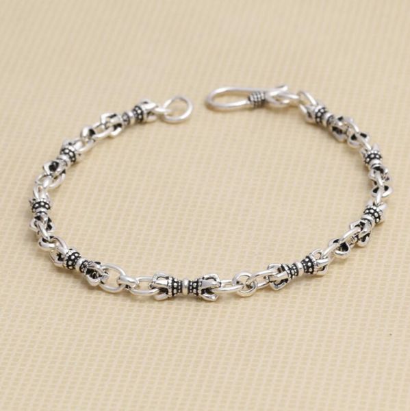 

brand new s925 sterling silver retro thai silver bracelet female bracelet, Black