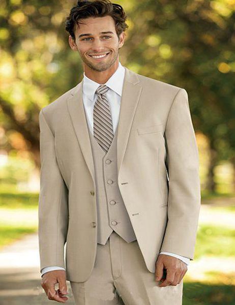 

khaki wool blend men suits for wedding groom tuxedos costume homme prom wear (jacket+pants+vest) bridegroom man blazer terno masculino, Black;gray