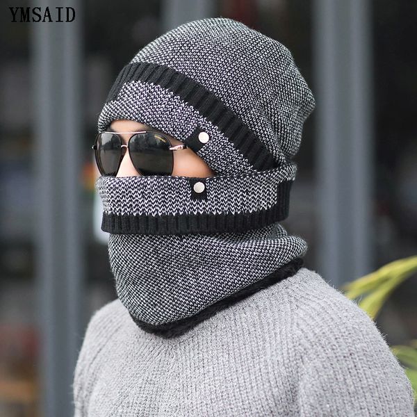 

ymsaid winter hat skullies beanies hats for men women wool scarf hats balaclava mask gorras bonnet knitted hat