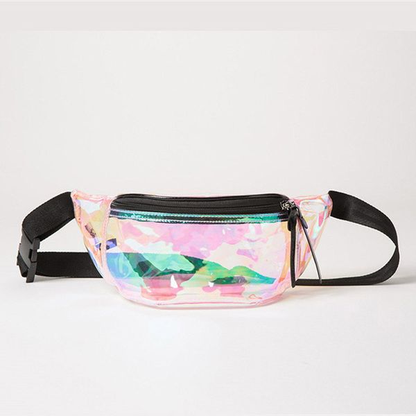 

fashion casual laser waist pacwomen's hologram transparent fanny bags travel multi-function waterproof waist pack belt bag