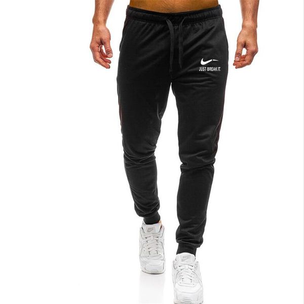 

2018 new fashion tracksuit bottoms mens casual pants cotton sweatpants mens joggers printing pants gyms clothing plus size xxl, Black