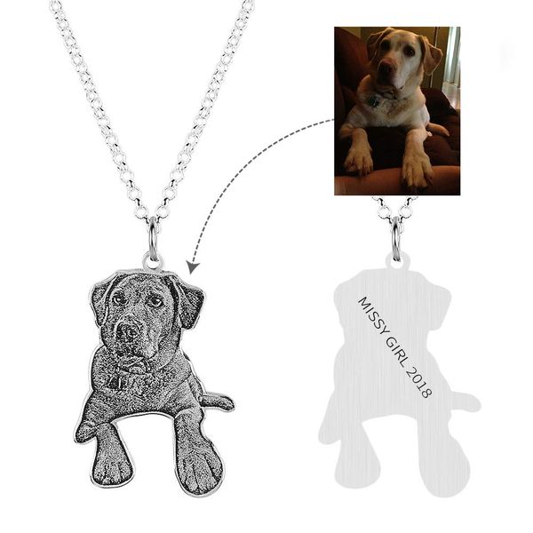 

amxiu customized personalized pet dog picture jewelry engraved name 925 sterling silver necklace for men women girls boys gifts