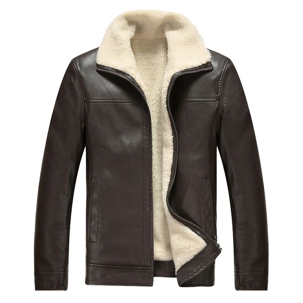 

Brand Autumn Winter High Quality PU Faux Leather Jacket Men Casual Thick Warm Velvet Mens Jackets Coat Motorcycle Coat