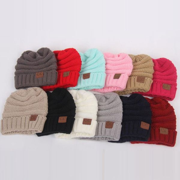 

Kid cc beanie hat winter knitted warm wool beanie hood cc kullie cap for children good quality