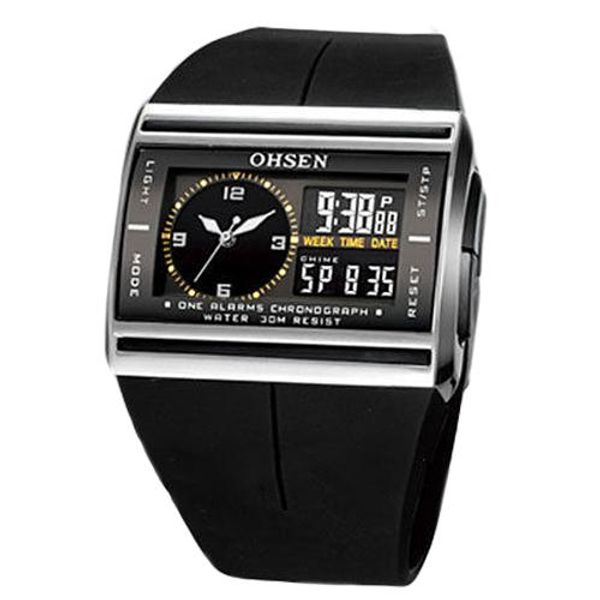 

digital analog led luminous date and sport men's boy's wrist watch electronics waterproof 50m watch relojes, Slivery;brown