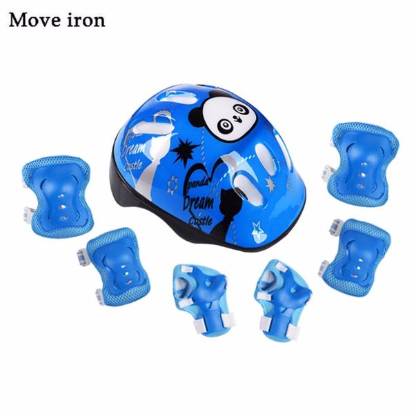 FF Ellenbogen Handgelenk Kniesch/ützer Und Helm//Kinder Sport Sicherheit Schutzausr/üstung 7pcs Farbe : Blue