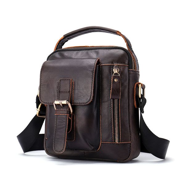 

2018 men's shoulder bag genuine leather messenger bag vintage men's hand bags leather flap man handle-crossbody bags for men