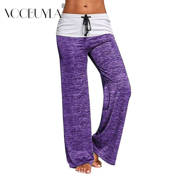 

voobuyla autumn women running pants fitness leggings patchwork elastic straight loose yoga leggings lounge workout pants, Black;blue