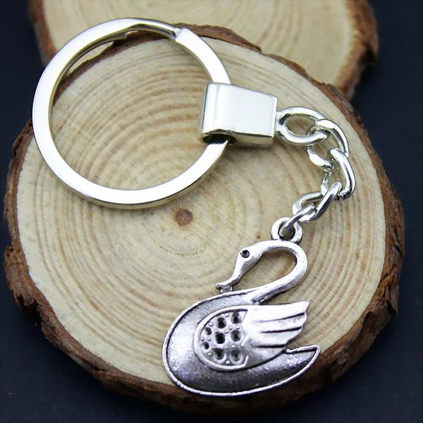 

6 шт. брелок женщины брелки брелок автомобиля брелок для ключей лебедь 29x19mm, Slivery;golden