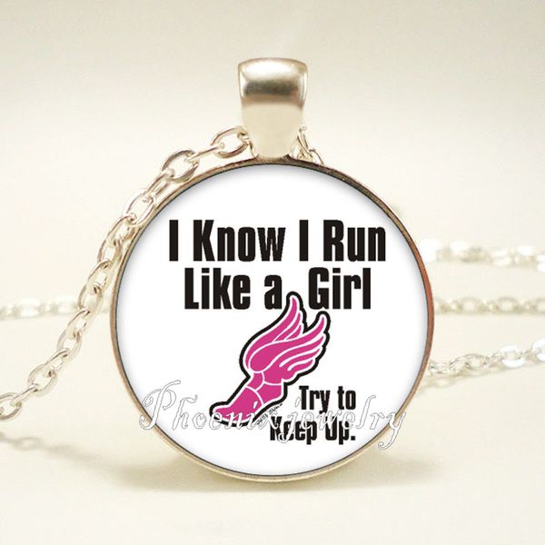 

7 style i spike/play/kick/shoot/hit like a girl quote fashion women's sport pendant jewelry glass cabochon om choice necklace, Silver