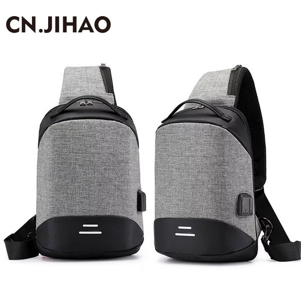 

ji hao fashion men chest bag casual oxford shoulder bags usb charging crossbody bags anti theft travel zipper messenger daypack