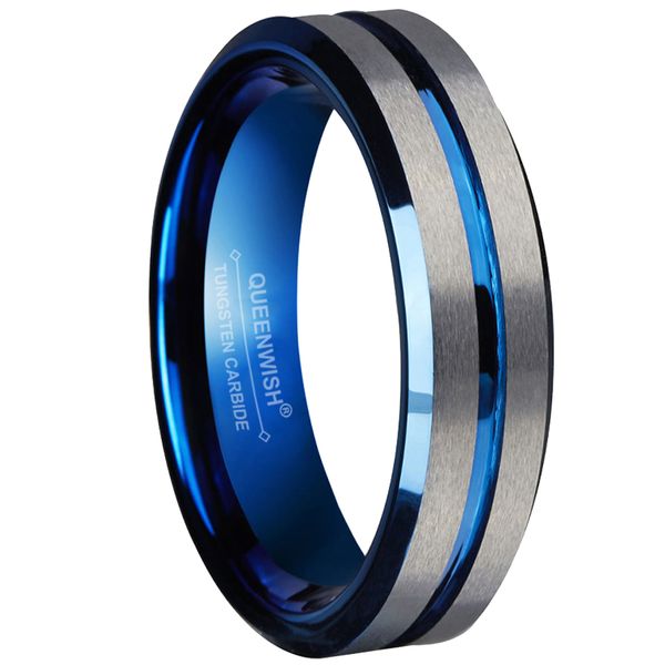 

6mm tungsten carbide engagement rings silver color brushed matte grooved center his and hers wedding bands, Slivery;golden