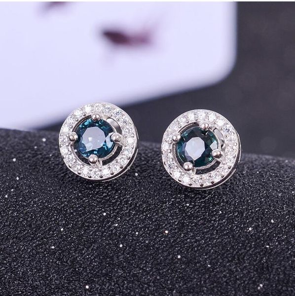 

sapphire stud earring sipping jewelry natural real sapphire 925 silver gem size 4*4mm, Golden;silver