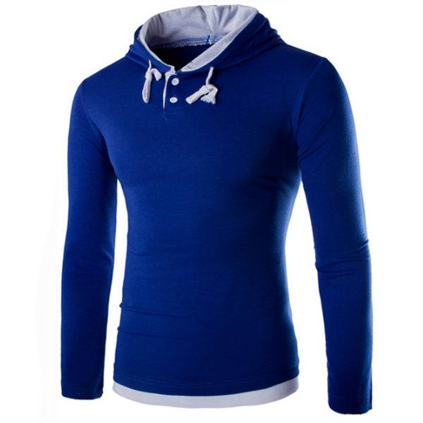 

O-Neck New T Shirt Male Brand Fashion Men 'S Hooded Stitching Design Tops &Tees T Shirt Men Long Sleeve Slim Male Tops 3xl