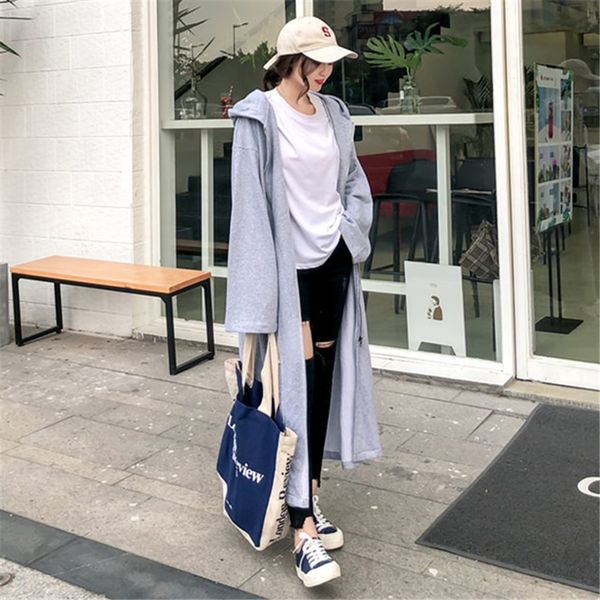 

autumn new windbreaker jacket retro loose wild long-sleeved long ladies windbreaker jacket fashion casual hooded, Tan;black