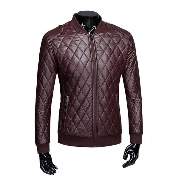

4xl pu slim fit trend handsome youth leisure autumn and winter stand collar thicken fleece better warmth cotton, Black;brown