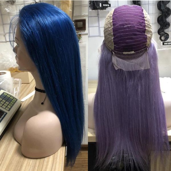 

Long Colorful Human Hair Wigs 13x4 Lace Frontal Wigs Pre-plucked With Baby Hair 130% Density Peruvian Remy Straight Wigs For Black Women