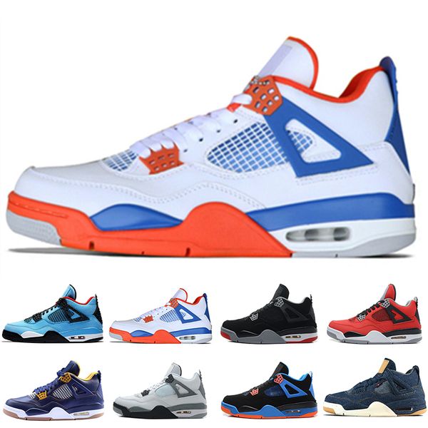 

4 4s travis scotts cactus jack mens basketball shoes raptors tattoo denim blue pure money alternate 89 men sports sneakers designer trainers, White;red